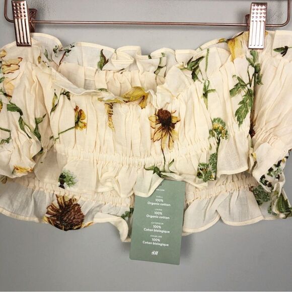 H&M | NEW Wildflower Cropped Bandeau Top Ruffles Women’s Size Medium/Large - Picture 8 of 9